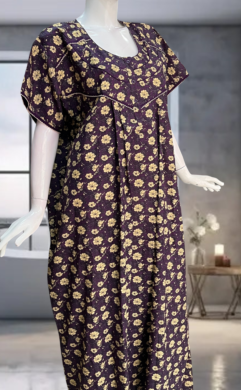 Violet Garden Pure Cotton Nighty. Pure Durable Cotton | Laces and Frills