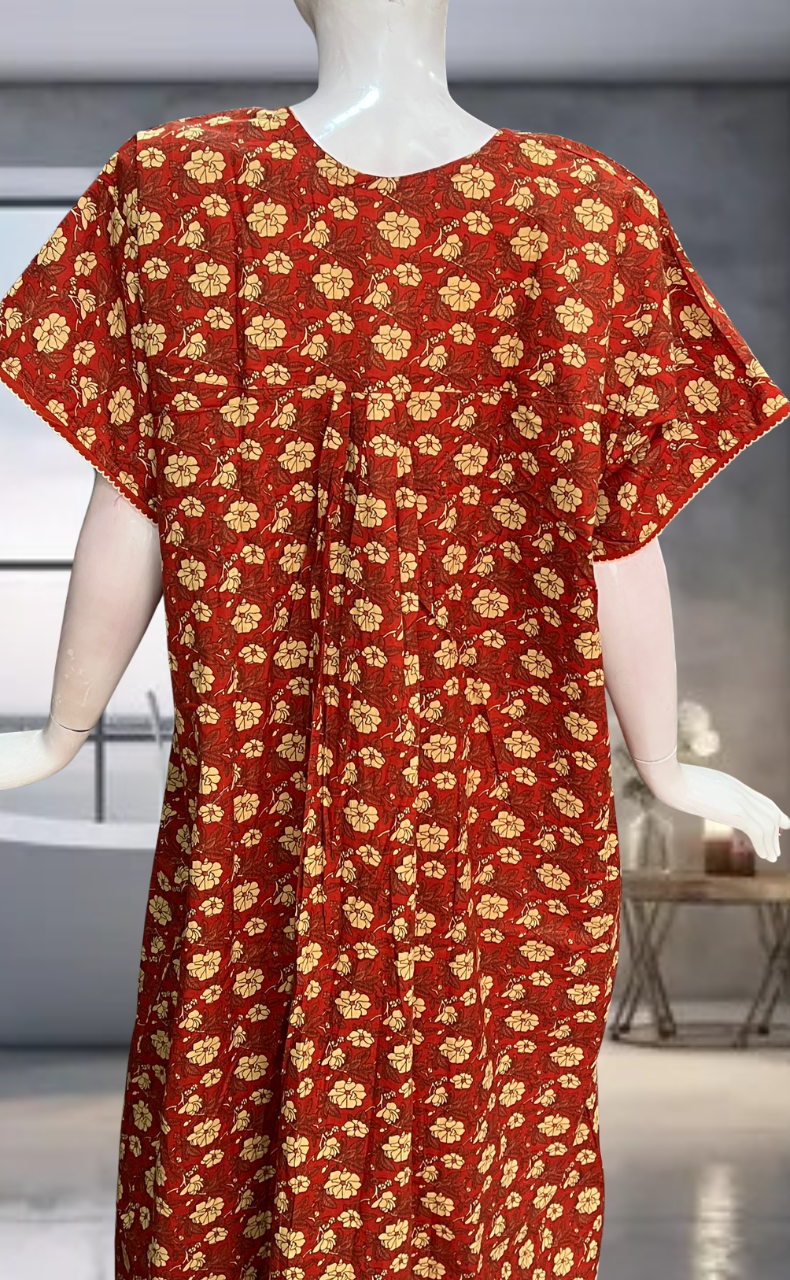 Red Garden Pure Cotton Nighty. Pure Durable Cotton | Laces and Frills