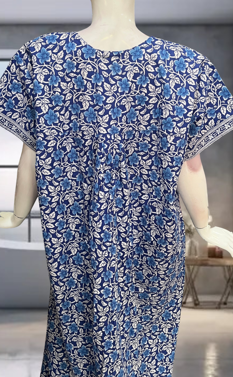 Blue Garden Pure Cotton Nighty. Pure Durable Cotton | Laces and Frills