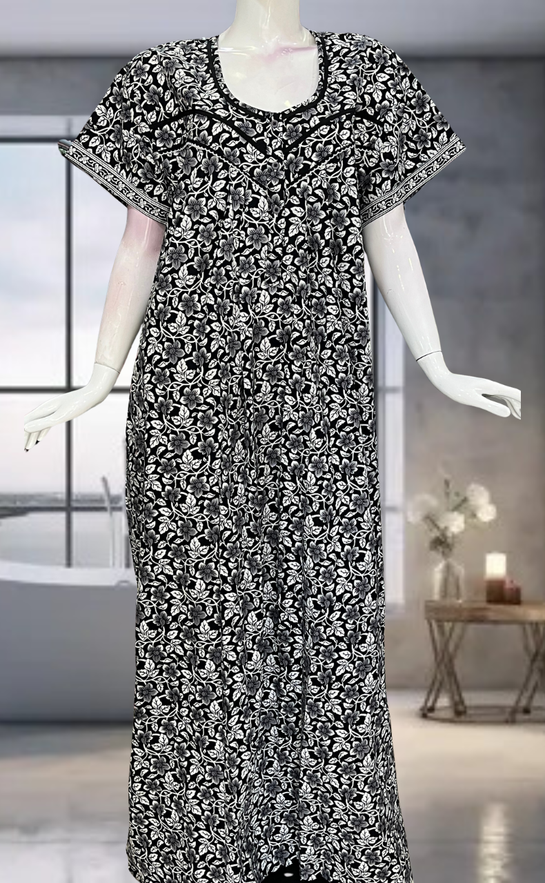 Black Garden Pure Cotton Nighty. Pure Durable Cotton | Laces and Frills