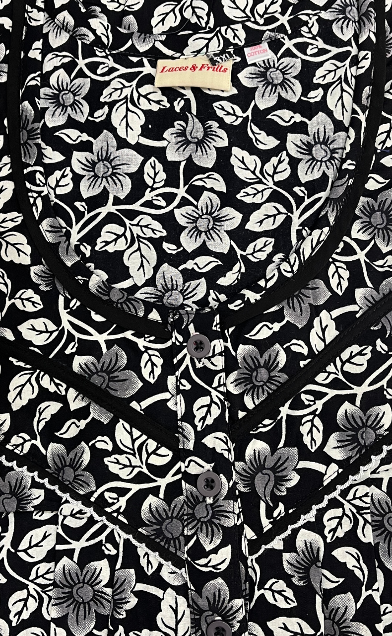 Black Garden Pure Cotton Nighty. Pure Durable Cotton | Laces and Frills