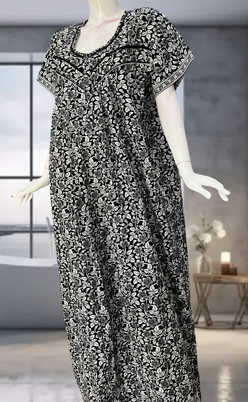Black Garden Pure Cotton Nighty. Pure Durable Cotton | Laces and Frills