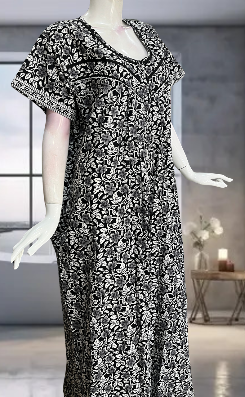 Black Garden Pure Cotton Nighty. Pure Durable Cotton | Laces and Frills