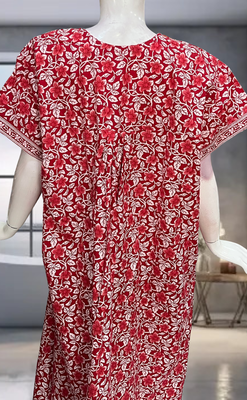 Red Garden Pure Cotton Nighty. Pure Durable Cotton | Laces and Frills