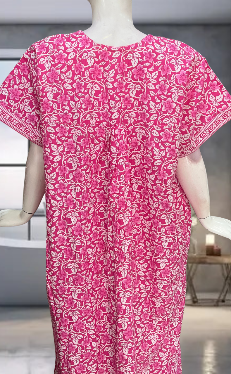 Pink Garden Pure Cotton Nighty. Pure Durable Cotton | Laces and Frills