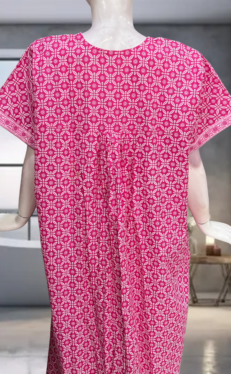 Pink Flora Pure Cotton Nighty. Pure Durable Cotton | Laces and Frills