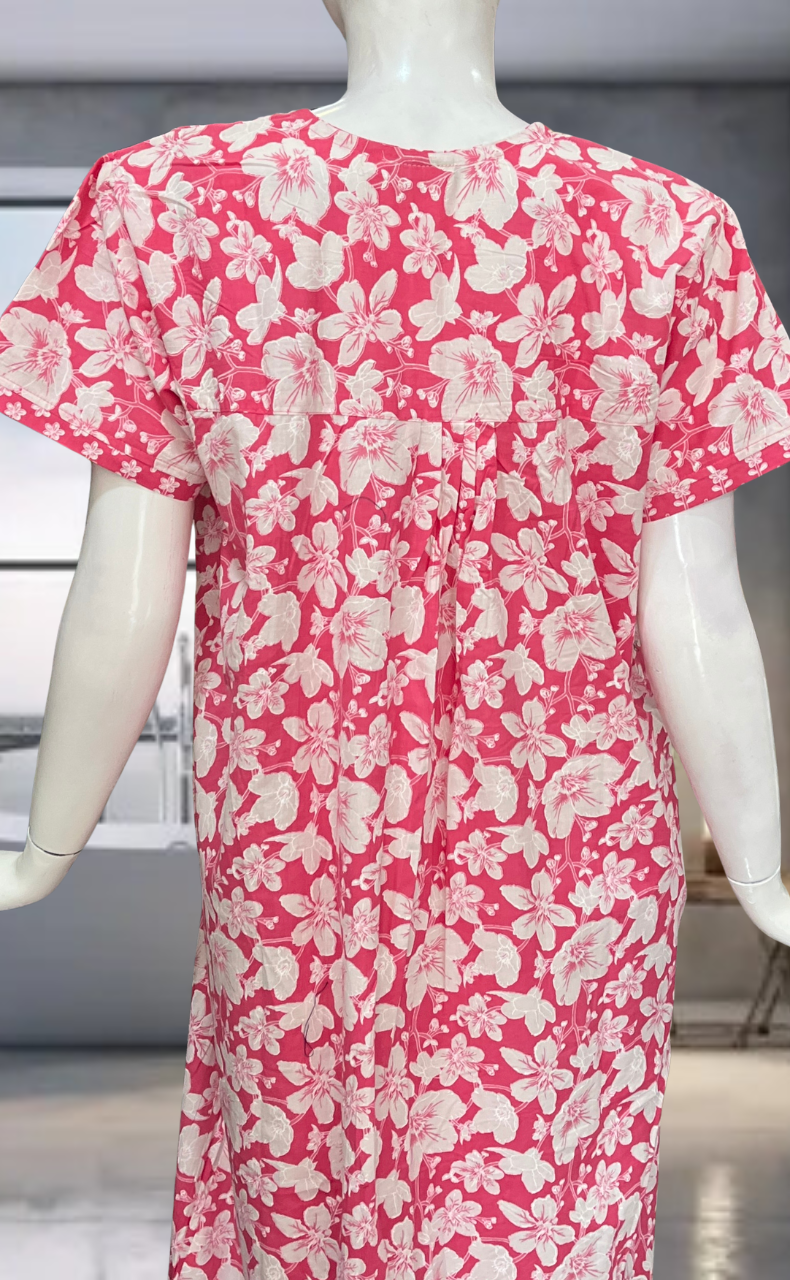 Pink Garden Pure Cotton Nighty. Pure Durable Cotton | Laces and Frills