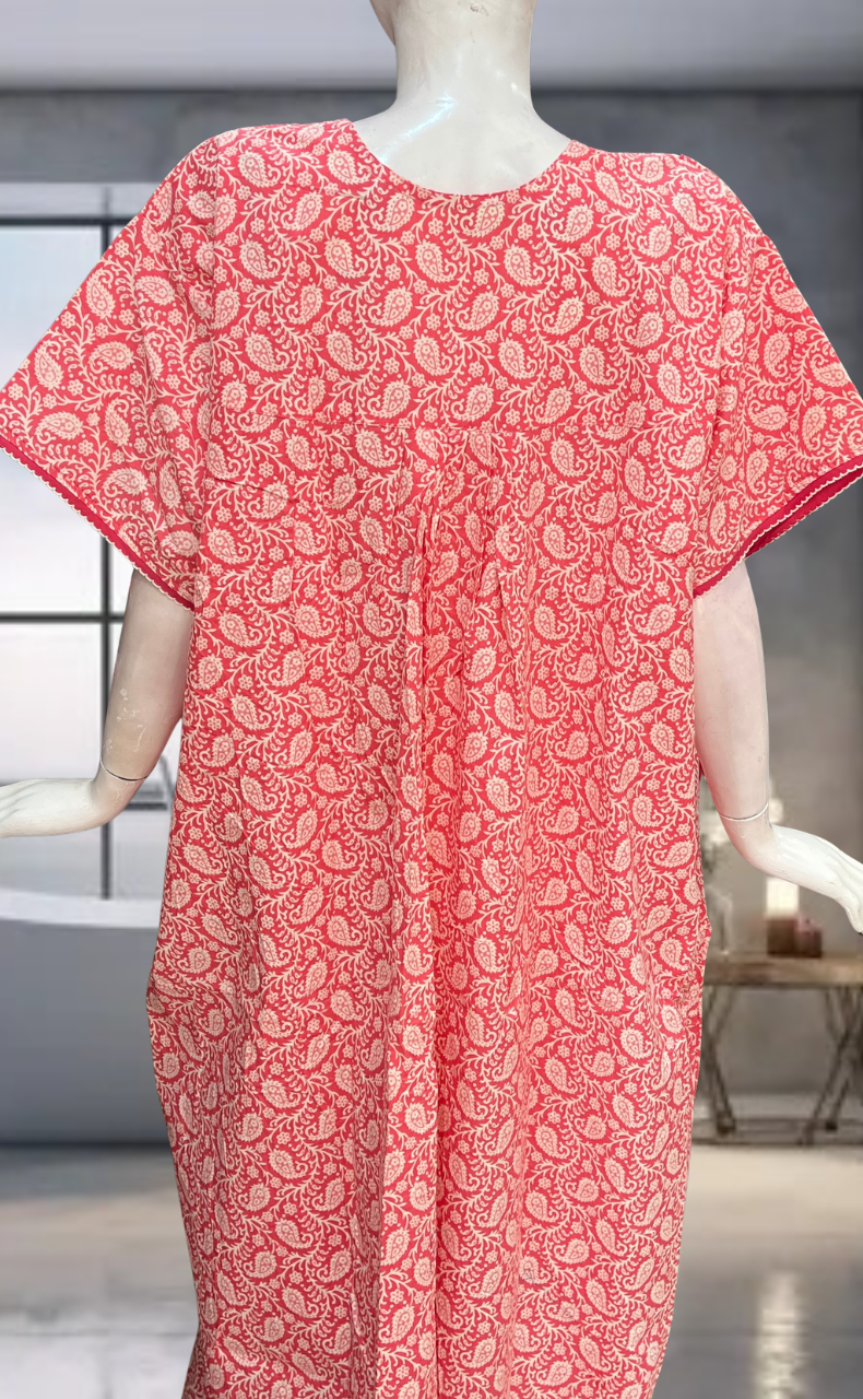 Peach Paisley Print Pure Cotton Nighty. Pure Durable Cotton | Laces and Frills
