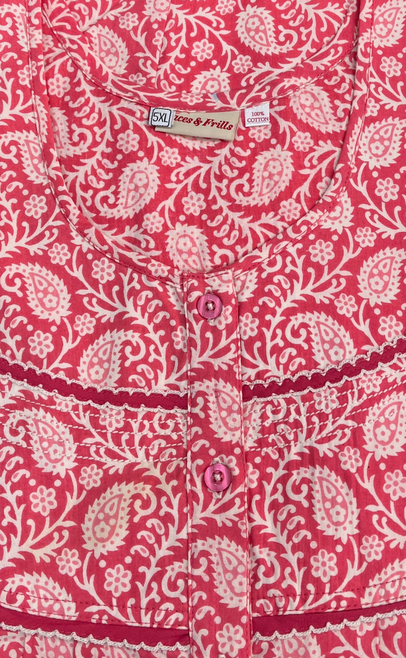 Peach Paisley Print Pure Cotton Nighty. Pure Durable Cotton | Laces and Frills