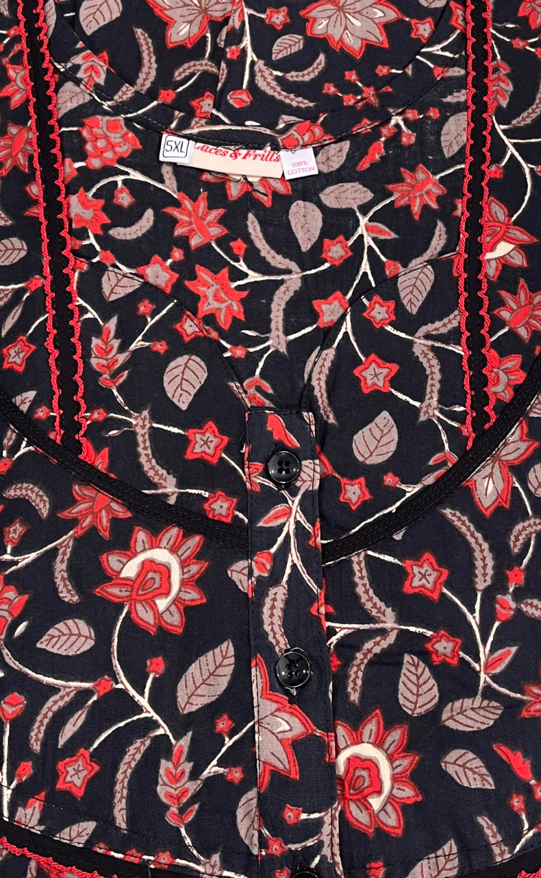 Black Garden Pure Cotton Nighty. Pure Durable Cotton | Laces and Frills