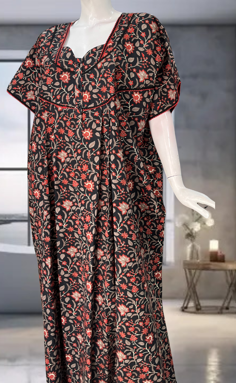 Black Garden Pure Cotton Nighty. Pure Durable Cotton | Laces and Frills