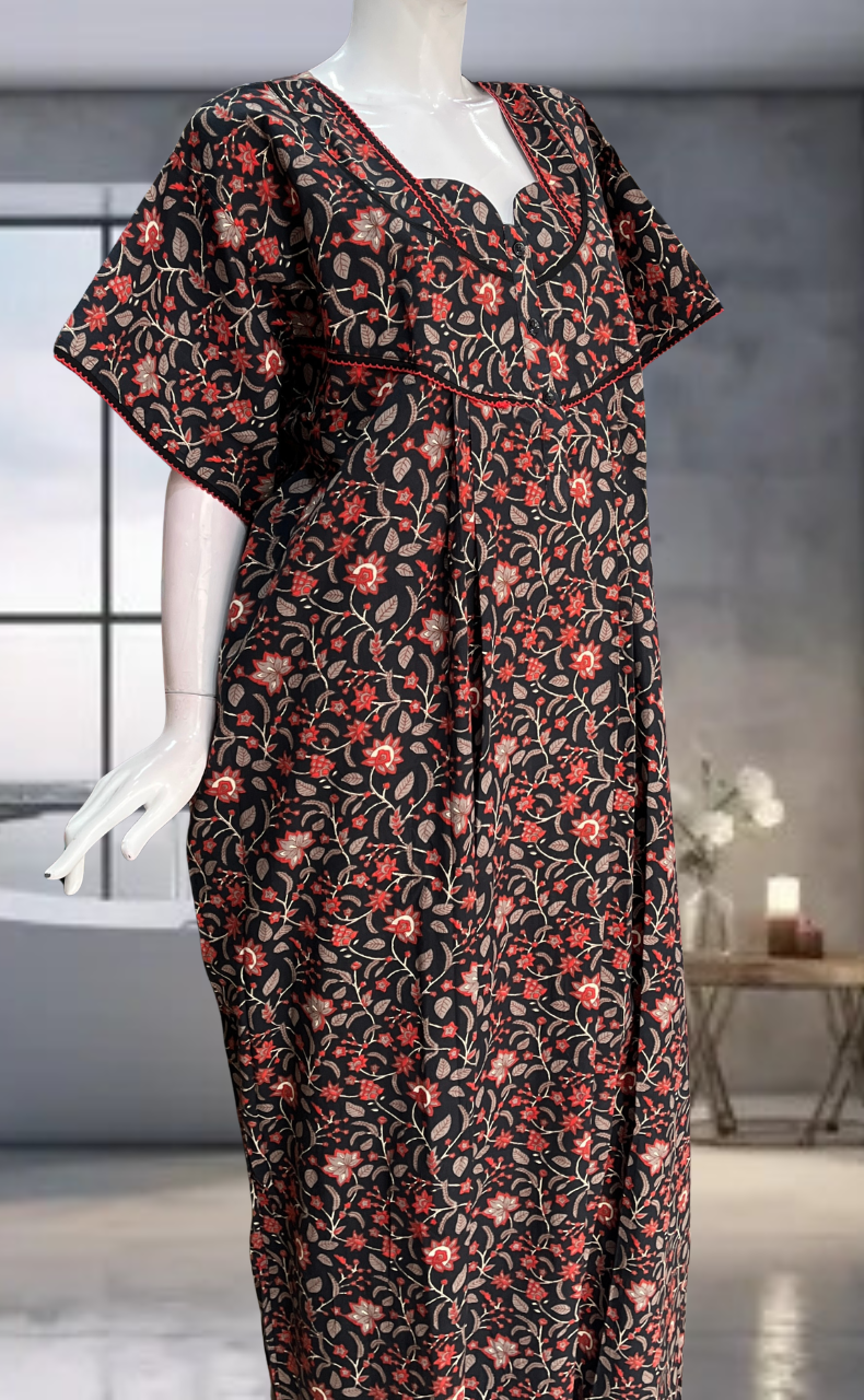 Black Garden Pure Cotton Nighty. Pure Durable Cotton | Laces and Frills