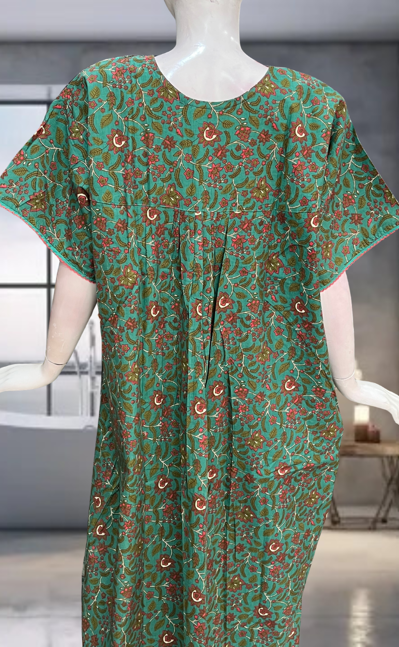 Green Garden Pure Cotton Nighty. Pure Durable Cotton | Laces and Frills