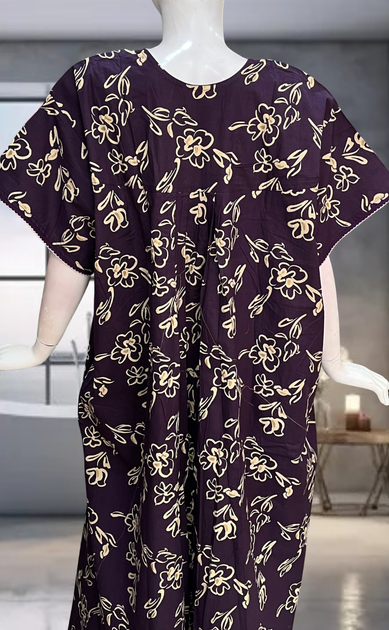 Violet Flora Pure Cotton Nighty. Pure Durable Cotton | Laces and Frills