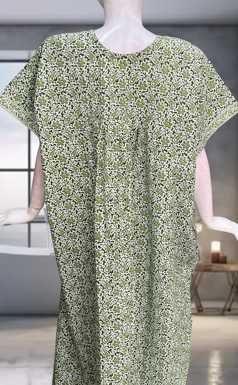 Green Garden Pure Cotton Nighty. Pure Durable Cotton | Laces and Frills