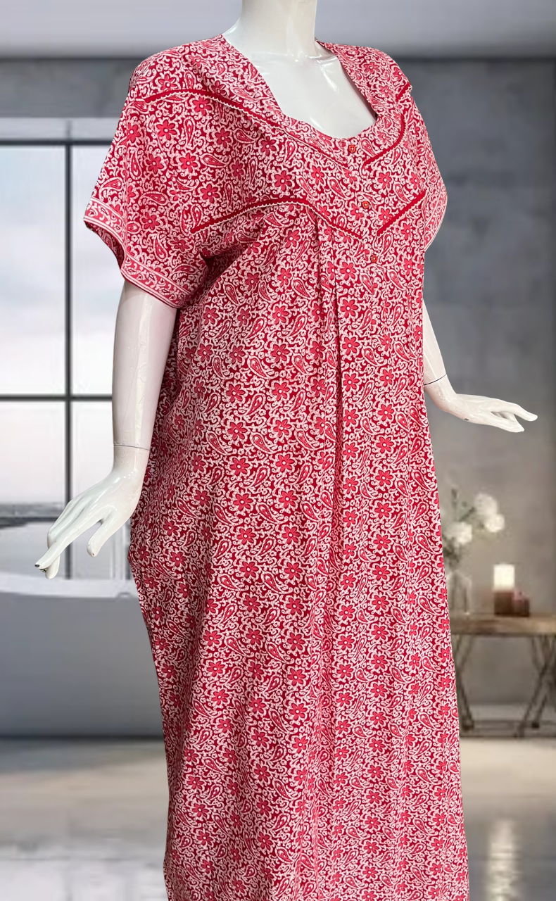 Red Garden Pure Cotton Nighty. Pure Durable Cotton | Laces and Frills