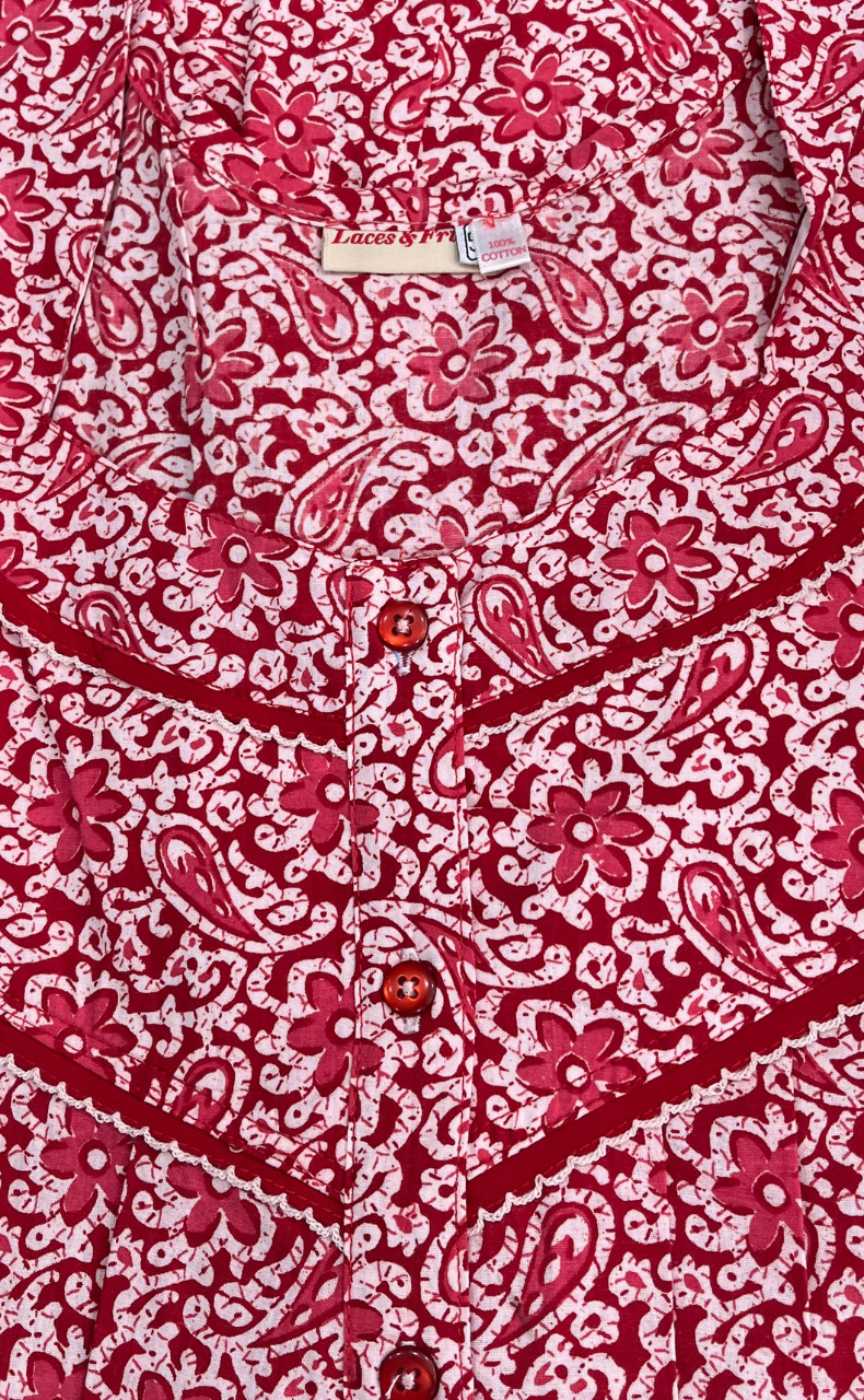Red Garden Pure Cotton Nighty. Pure Durable Cotton | Laces and Frills