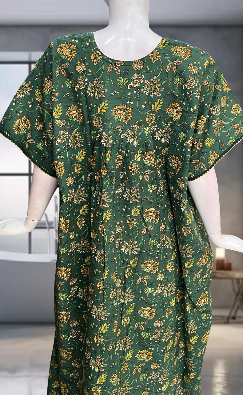 Green Garden Pure Cotton Nighty. Pure Durable Cotton | Laces and Frills