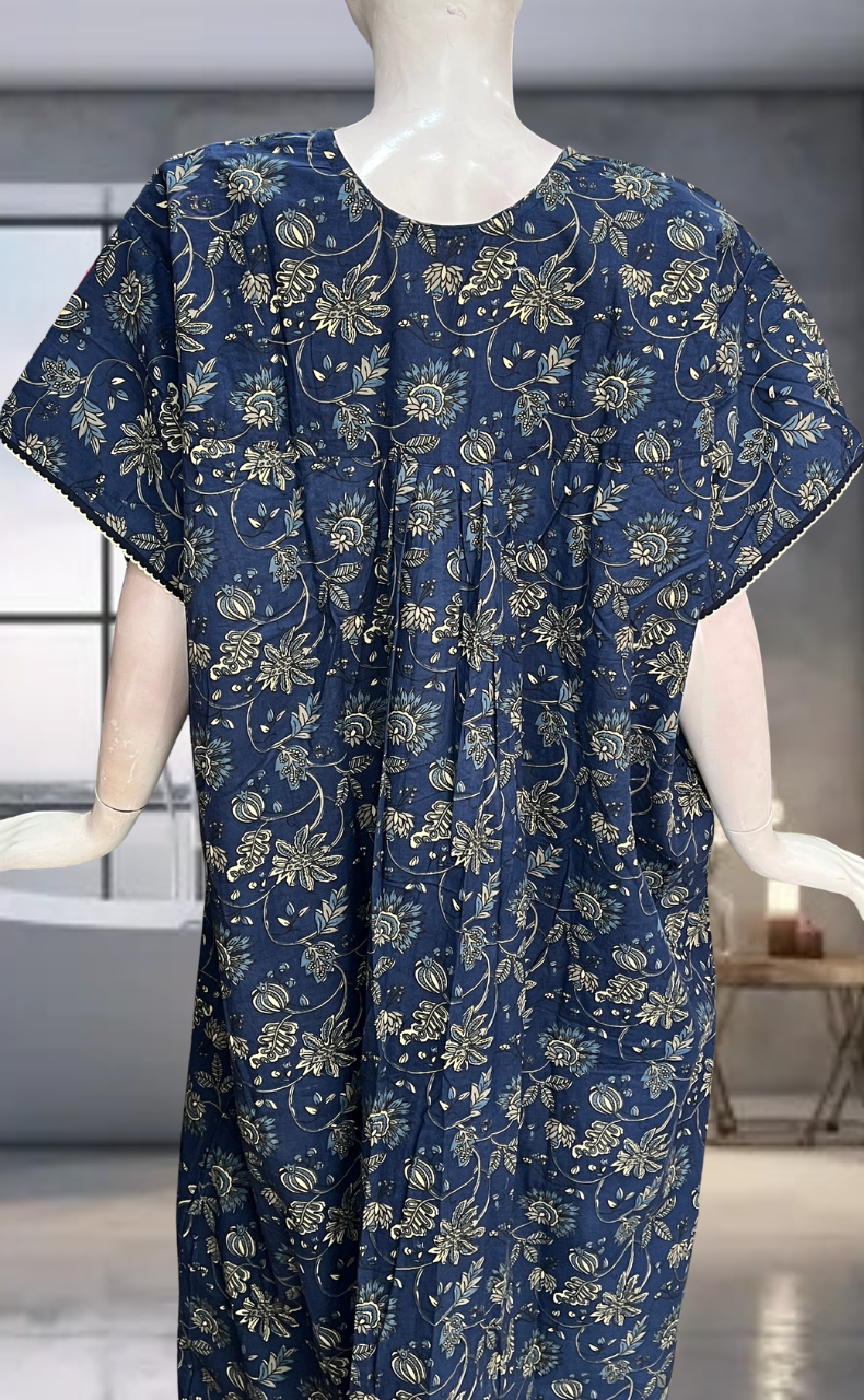 Blue Garden Pure Cotton Nighty. Pure Durable Cotton | Laces and Frills