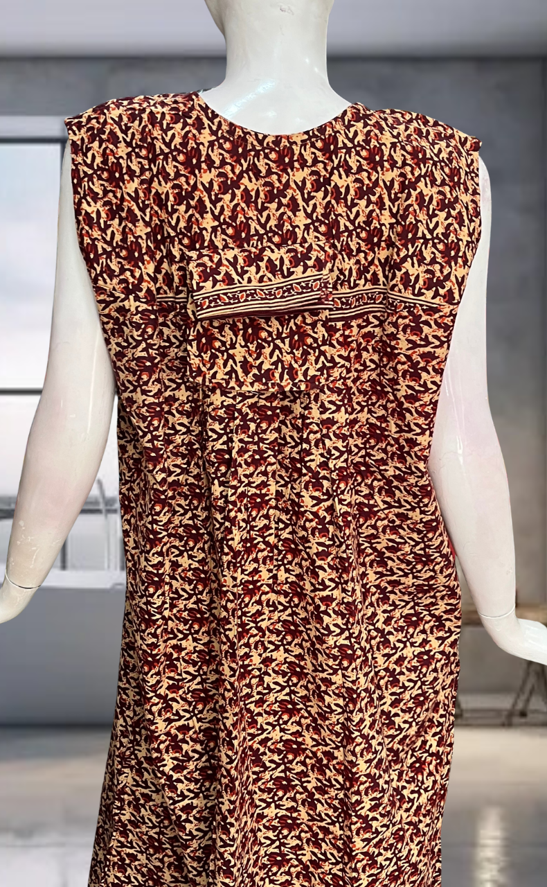 Maroon Flora Pure Cotton Sleeveless Nighty. Pure Durable Cotton | Laces and Frills