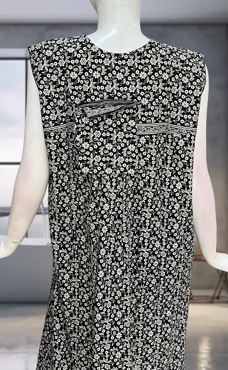 Black Garden Pure Cotton Sleeveless Nighty. Pure Durable Cotton | Laces and Frills