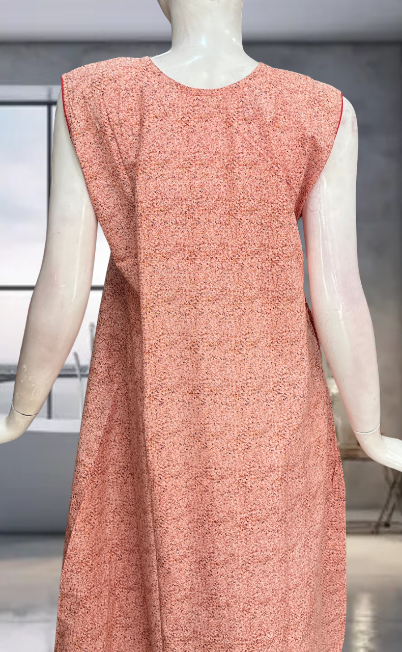 Peach Floral Pure Cotton Sleeveless Nighty. Pure Durable Cotton | Laces and Frills