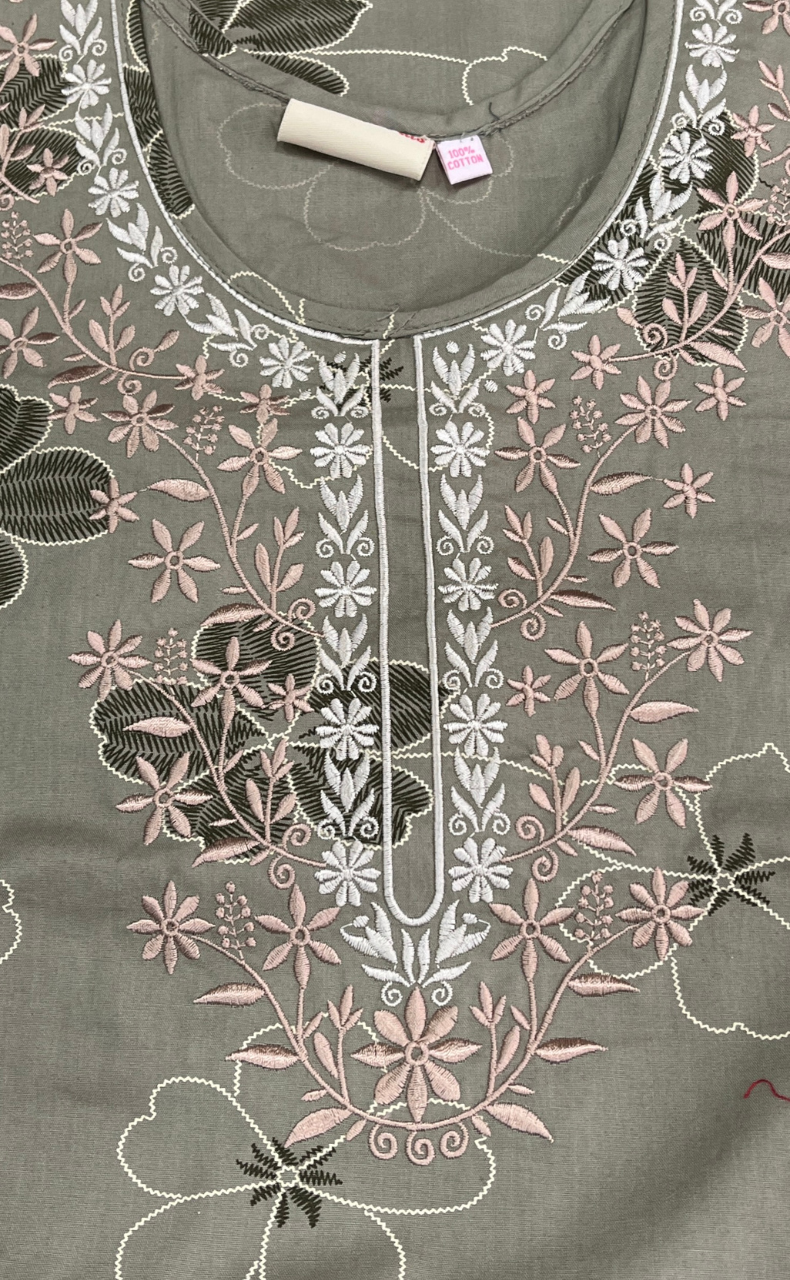 Light Green Floral Pure Cotton Sleeveless Nighty. Pure Durable Cotton | Laces and Frills