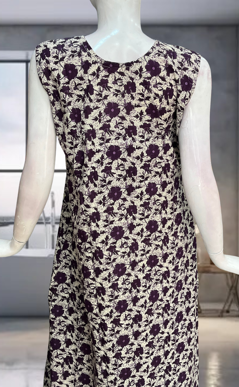 Violet Garden Pure Cotton Sleeveless Nighty. Pure Durable Cotton | Laces and Frills