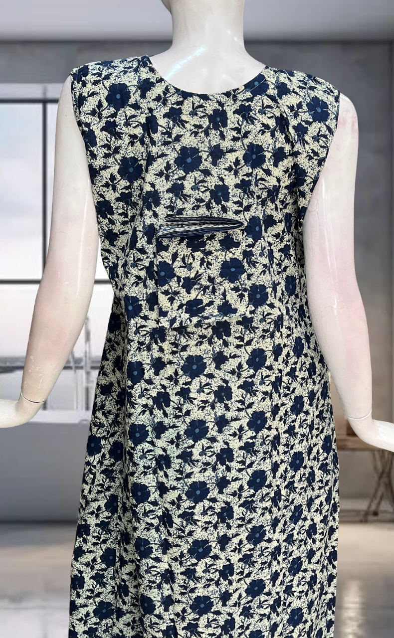 Blue Garden Pure Cotton Sleeveless Nighty. Pure Durable Cotton | Laces and Frills