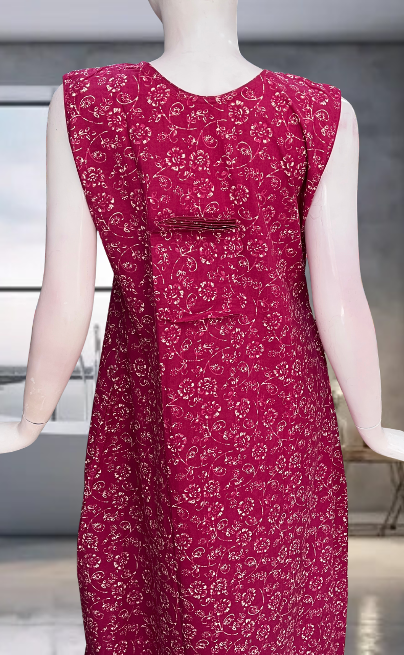 Pink Garden Pure Cotton Sleeveless Nighty. Pure Durable Cotton | Laces and Frills
