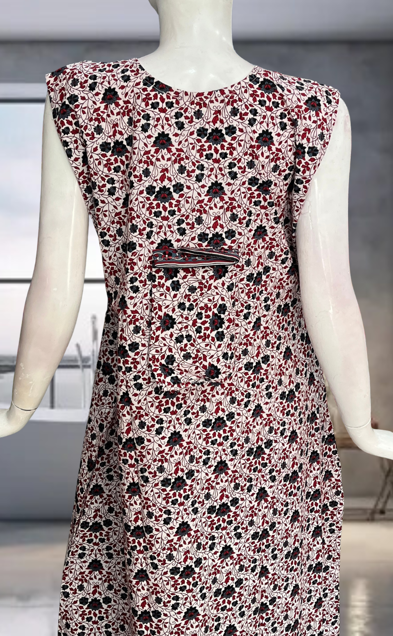 Black Garden Pure Cotton Sleeveless Nighty. Pure Durable Cotton | Laces and Frills