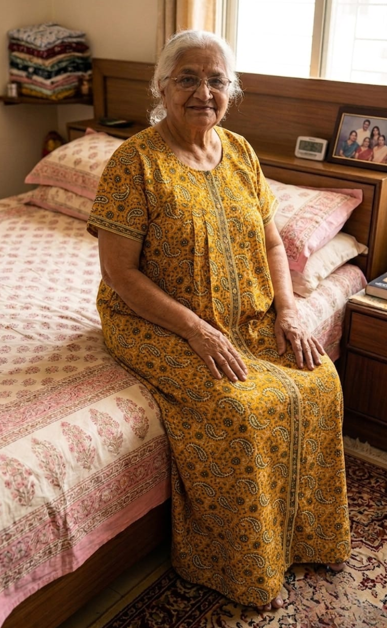 Yellow Paisley Print Full Open Pure Cotton Nighty. Pure Cotton | Laces and Frills