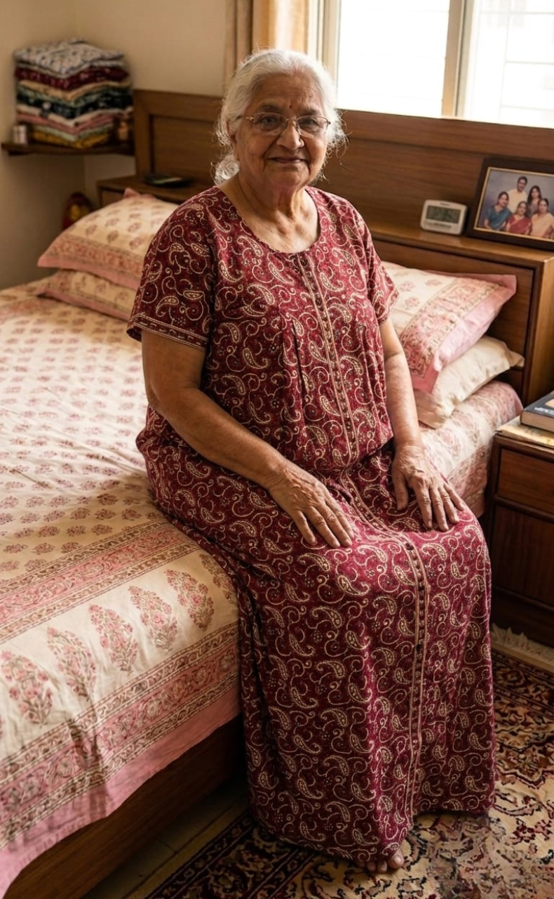 Maroon Paisley Print Full Open Pure Cotton Nighty. Pure Cotton | Laces and Frills