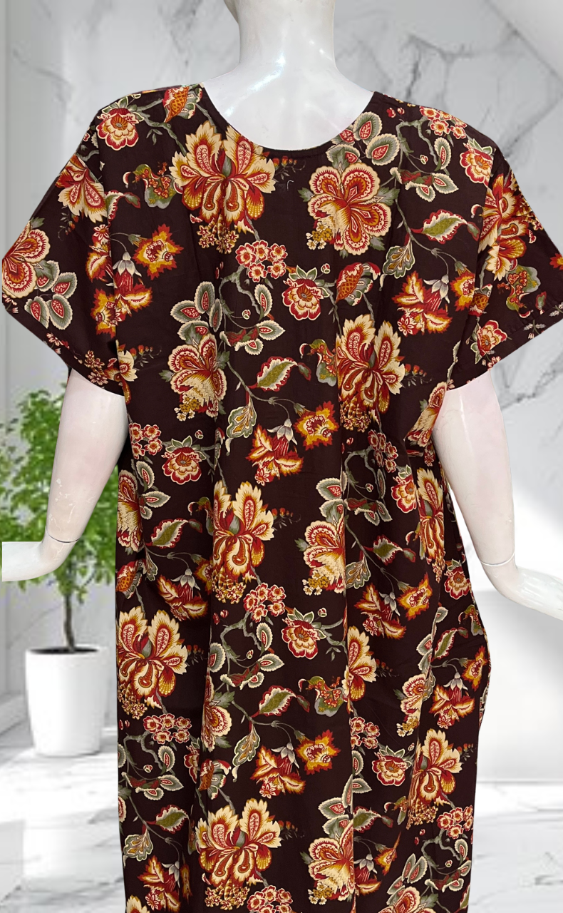 Brown Garden Pure Cotton Nighty. Pure Durable Cotton | Laces and Frills