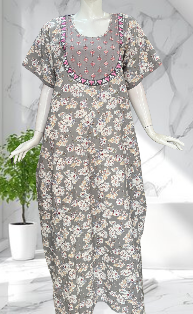 Grey Garden Pure Cotton Nighty. Pure Durable Cotton | Laces and Frills