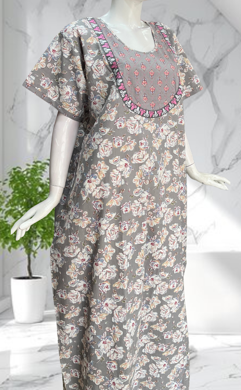 Grey Garden Pure Cotton Nighty. Pure Durable Cotton | Laces and Frills