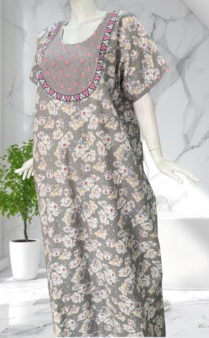 Grey Garden Pure Cotton Nighty. Pure Durable Cotton | Laces and Frills