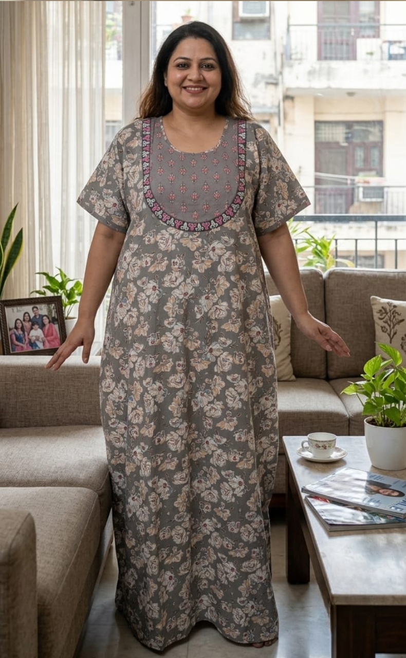 Grey Garden Pure Cotton Nighty. Pure Durable Cotton | Laces and Frills