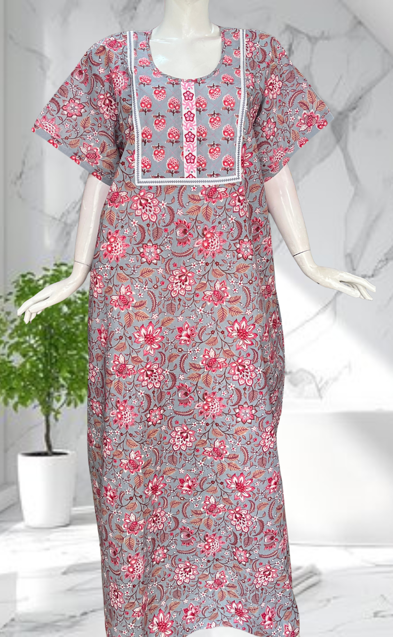Grey Garden Pure Cotton Nighty. Pure Durable Cotton | Laces and Frills