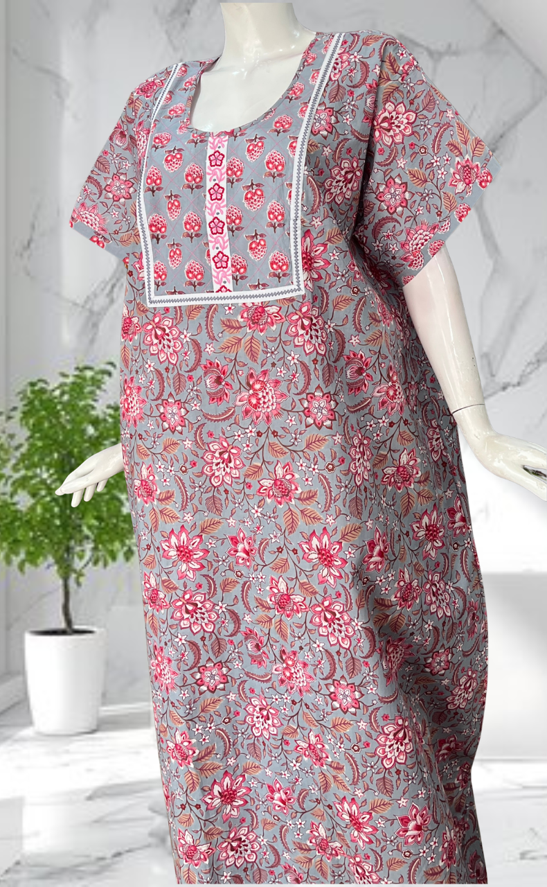 Grey Garden Pure Cotton Nighty. Pure Durable Cotton | Laces and Frills