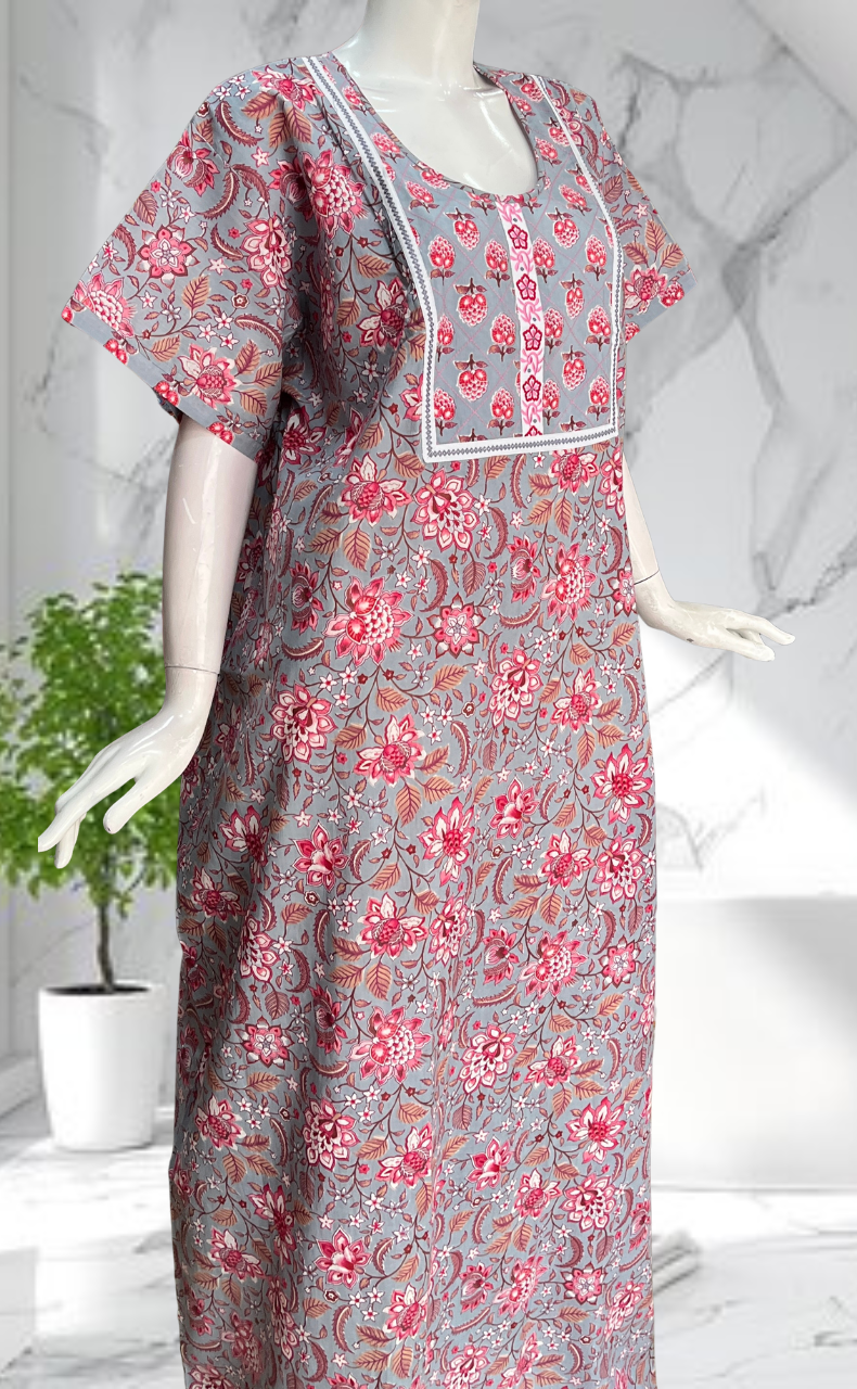 Grey Garden Pure Cotton Nighty. Pure Durable Cotton | Laces and Frills