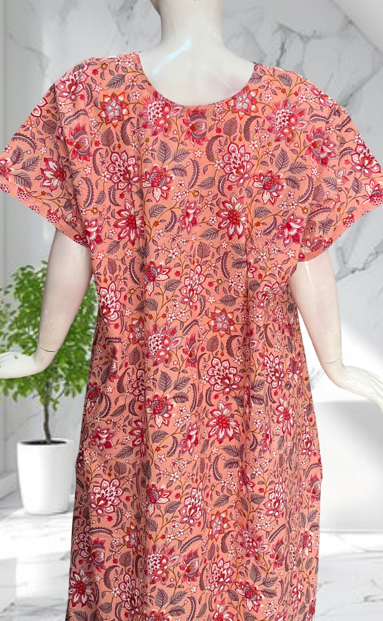 Peach Garden Pure Cotton Nighty. Pure Durable Cotton | Laces and Frills