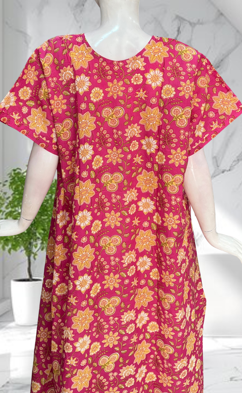 Pink Garden Pure Cotton Nighty. Pure Durable Cotton | Laces and Frills