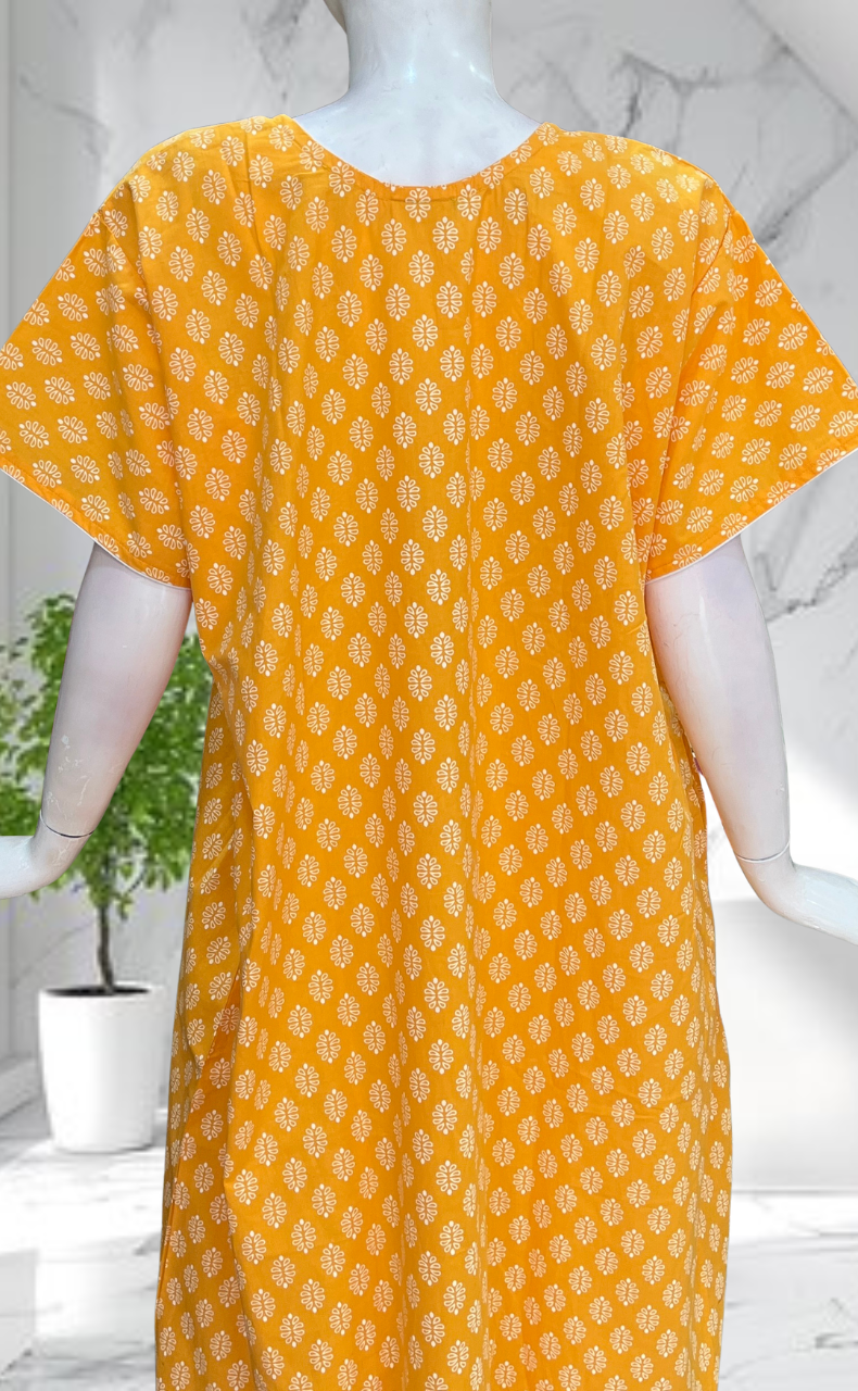 Yellow Butta Pure Cotton Nighty. Pure Durable Cotton | Laces and Frills