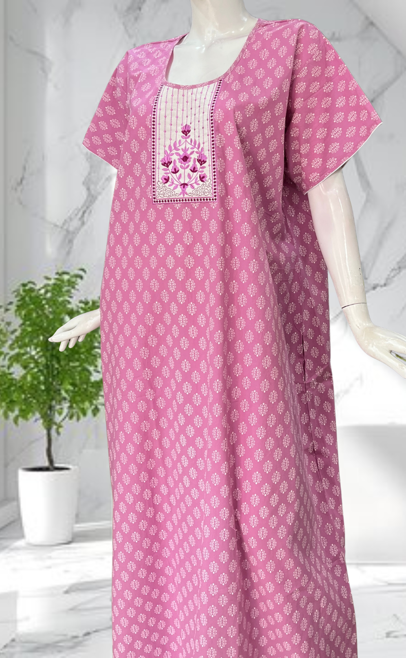Lavender Butta Pure Cotton Nighty. Pure Durable Cotton | Laces and Frills