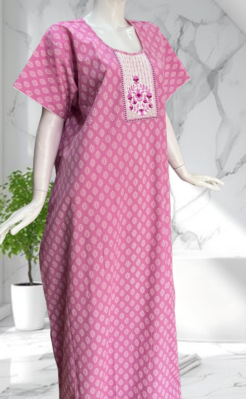 Lavender Butta Pure Cotton Nighty. Pure Durable Cotton | Laces and Frills