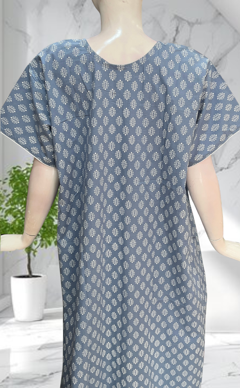 Grey Butta Pure Cotton Nighty. Pure Durable Cotton | Laces and Frills