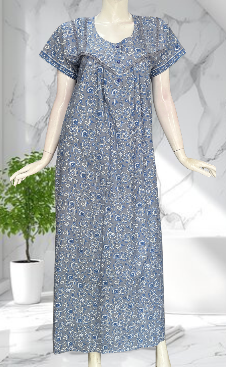Grey Garden Pure Cotton Nighty. Pure Durable Cotton | Laces and Frills