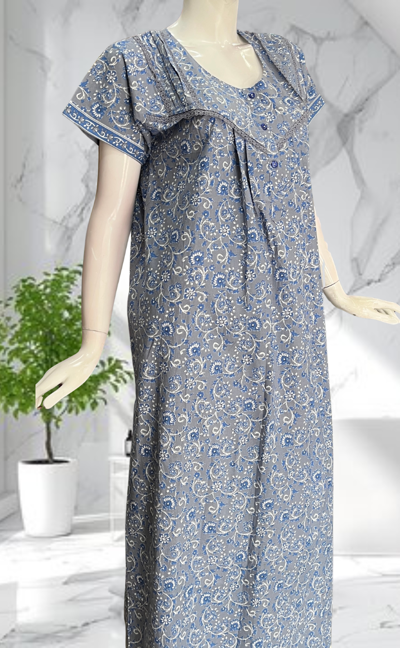 Grey Garden Pure Cotton Nighty. Pure Durable Cotton | Laces and Frills