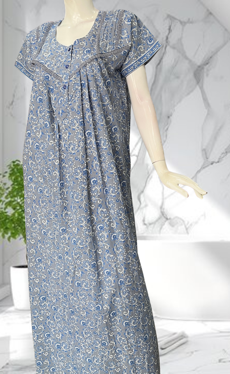 Grey Garden Pure Cotton Nighty. Pure Durable Cotton | Laces and Frills